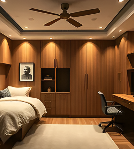 pngtree modern bedroom with wooden furniture recessed lighting and ceiling fan image 17932947 picsart aiimageenhancer